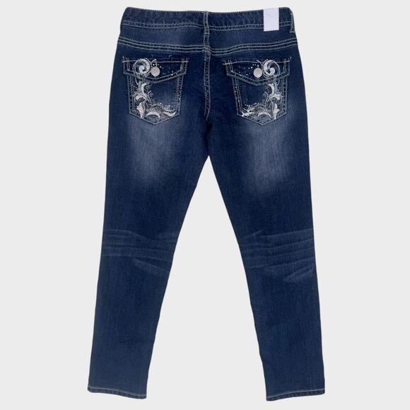 Maurices Capri Cropped Jeans Juniors Size 1/2 Blue Denim - Picture 2 of 5